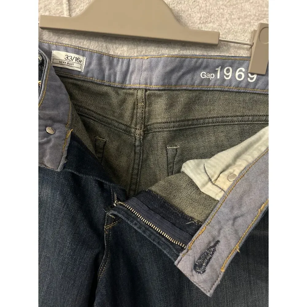 Gap 1969 Sexy Boot Jeans Womens 33/16R Dark Wash Denim‎ Bootcut Mid Rise